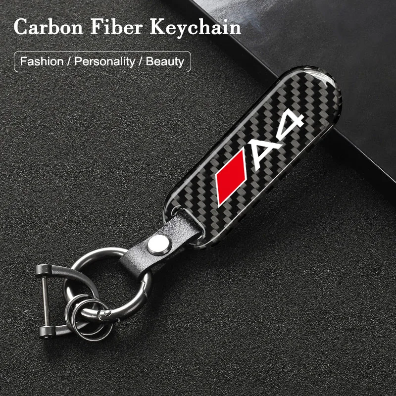 Car Keychain Keyring Carbon Fiber Auto Logo Pendant Decoration For Audi