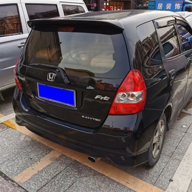 ABS 오리지널 경량 탄소 섬유 탑 윙, 해치백 브라이트 블랙 스포일러, 혼다 핏 2004 2005 2006 2007 세대용