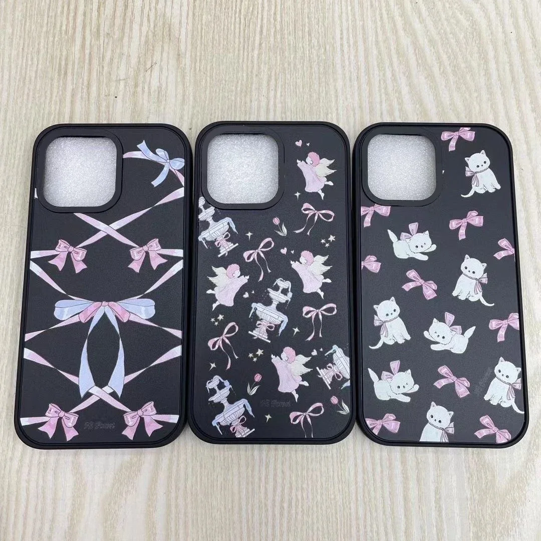 

Rabbit Bowknot Black Frosted Phone Case Cover for IPhone 13 14 15 Pro Max Case