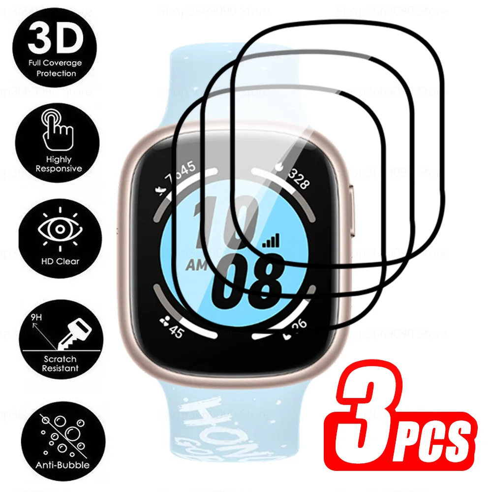 3Pcs Screen Protector Per Honor Watch 4 Smart Watch Full Cover Soft Fiber Vetro Protettivo Honorwatch Watch 4 Watch4 Film Cover