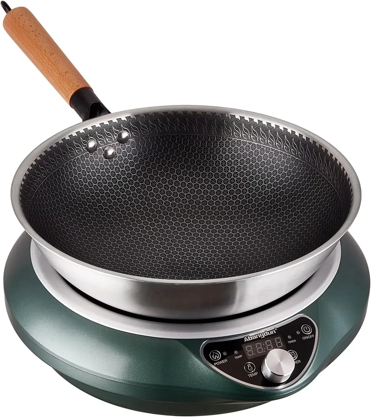 NEW.Wok Induction Cooktop 1700W 120V Wok Burner Induction Curved Electric Stove Hot Plate Round Bottom Frying Wok Evenly 2