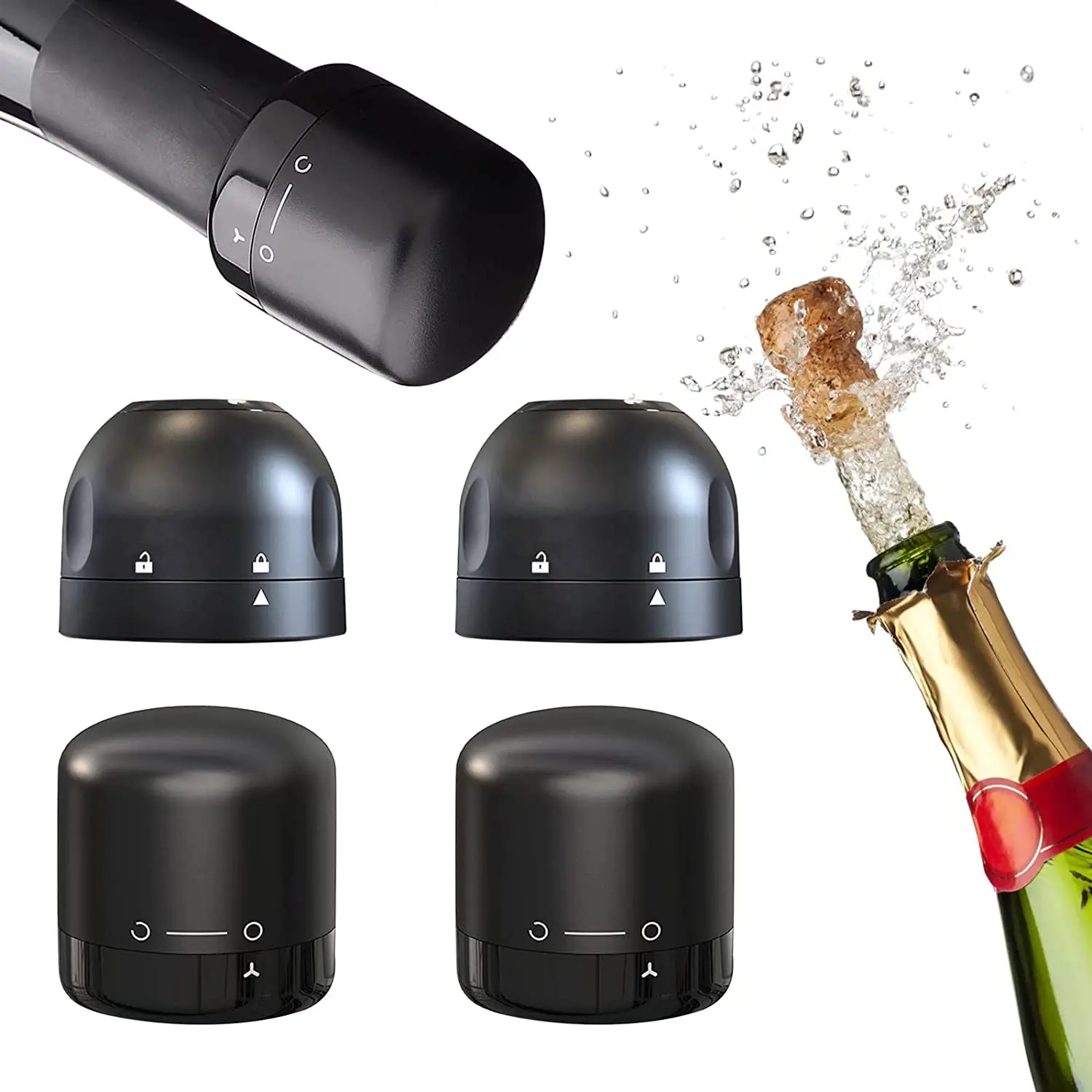 

1/2/3pcs Vacuum Reusable Red Wine Corks Champagne Bottle Sealer Cap Stopper Set Leak-proof Fresh Keeper for Wine Plug Bar Tools