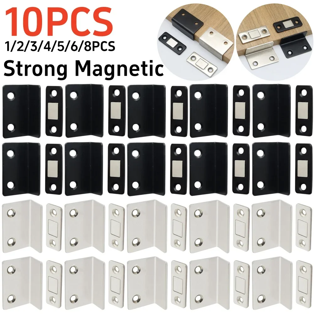 Strong Magnetic Cabinet Catches Punch Free Door Stopper Magnetic L-shaped Hidden Door Closer Home Improvement Furniture Hardware magnetic cabinet catches door closer magnetic cabinet latches door catches cabinet door latch cabinet door stop door stops