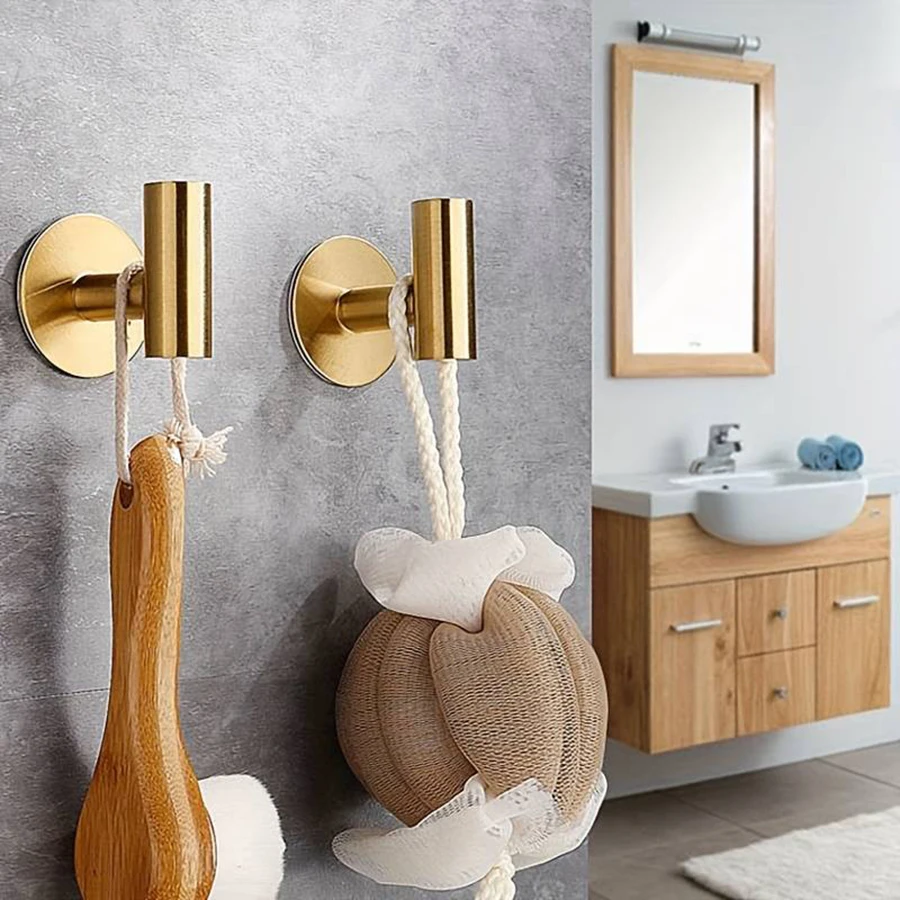 stainless steel hook adhesive hooks wall clothes hook kitchen hook towel hook stainless steel bathroom self-adhesive hook for clothes hats bags no punching required storage