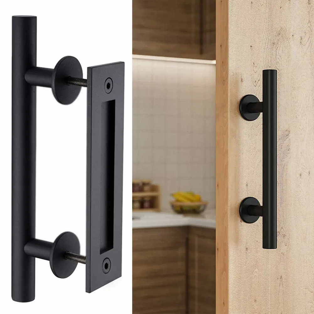 

Sliding Barn Door Handle Pull Cabinet Flush Hardware Set Wood Door Handle Interior Door Furniture Handle Hardware 35-45MM