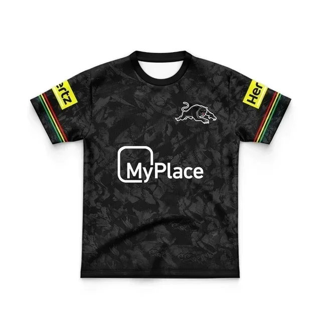 thumbnail image 1 of Camiseta de rugby de entrenamiento local/visitante/de local de Penrith Panthers 2024 para niños - Talla para hombre: 16-26 (nombre y número impresos) Calidad superior, 1 of 4