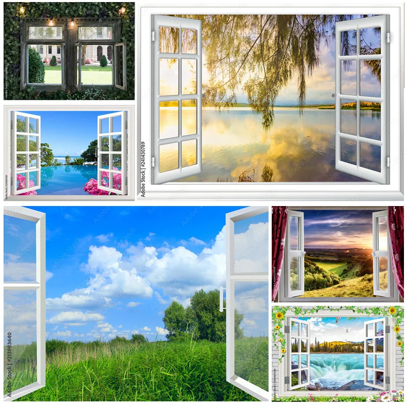 

SHUOZHIKE Natural Scenery Outside The Window Photography Backgrounds Props Flower Tree Landscape Photo Backdrops 2236 CH-04