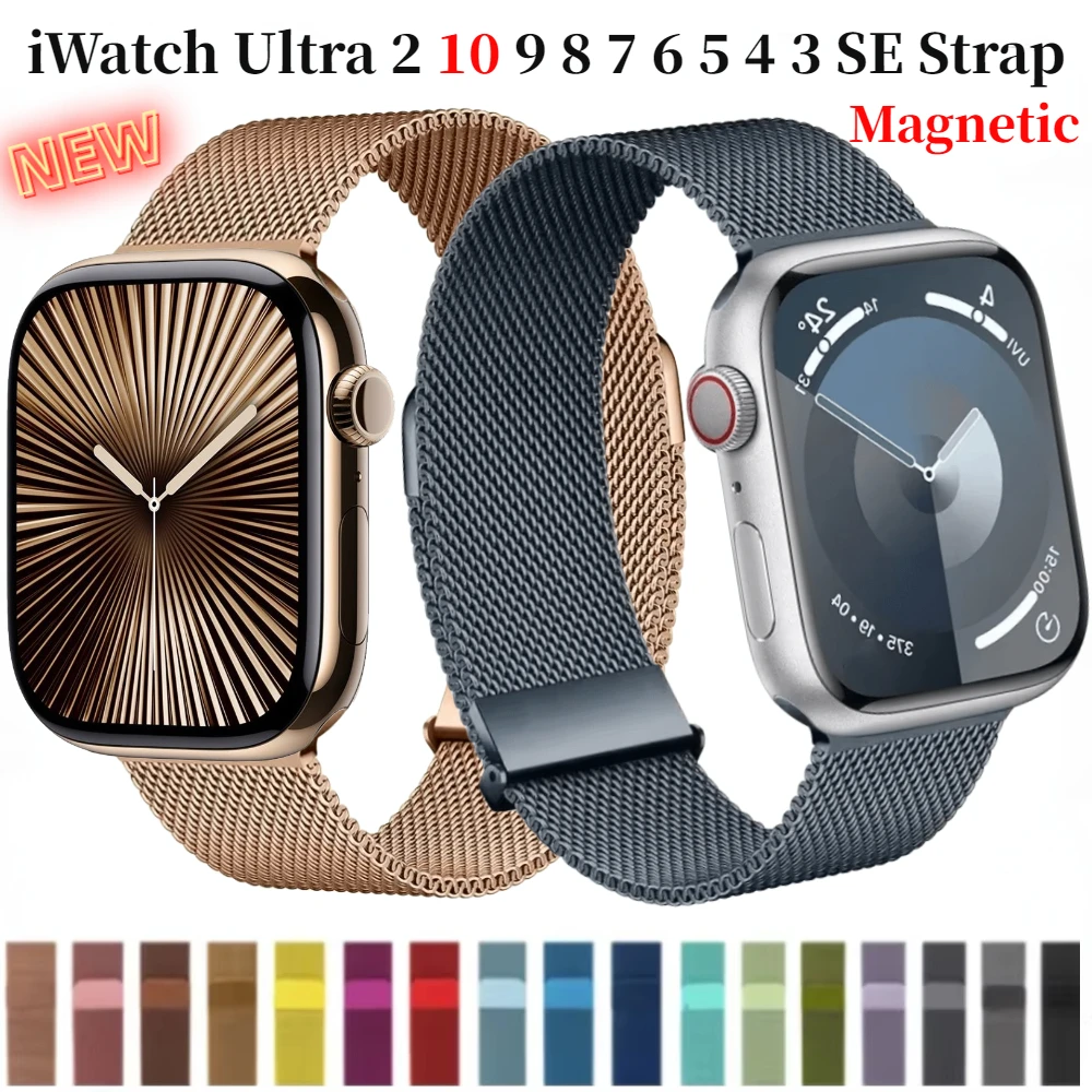 Magnetic Milanese Loop Strap - Elegant Silver Mesh Wristband Bracelet