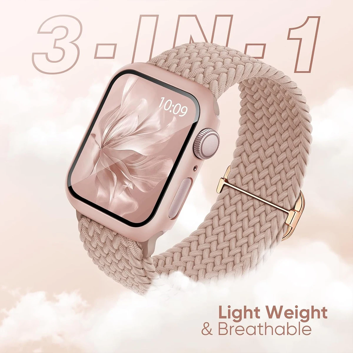 รูปสินค้า สายนาฬิกาไนลอนระบายอากาศ+เคสป้องกันสำหรับ Apple Watch