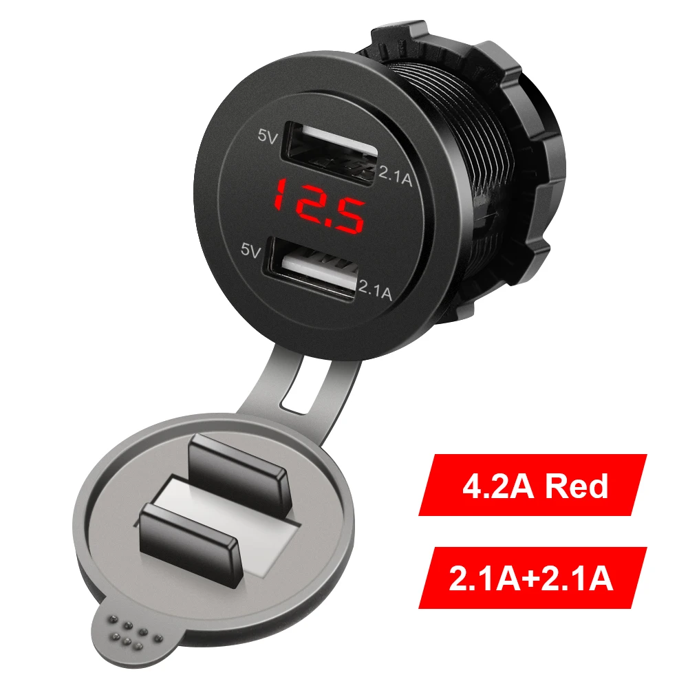 Dual USB Charger with Voltmeter
