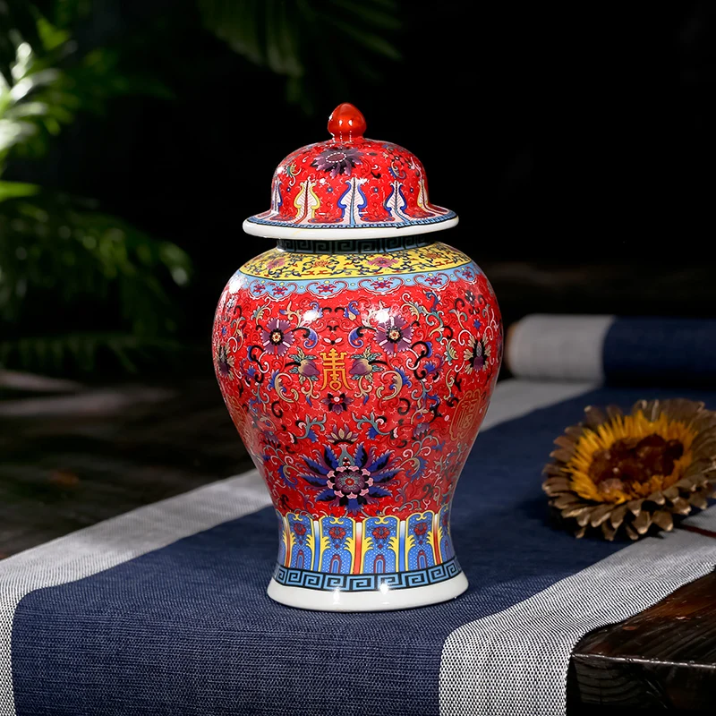 Golden Ceramic Vases For Decor Storage Tank Temple Jar With Lid Jingdezhen Ginger Jar Under 50 3