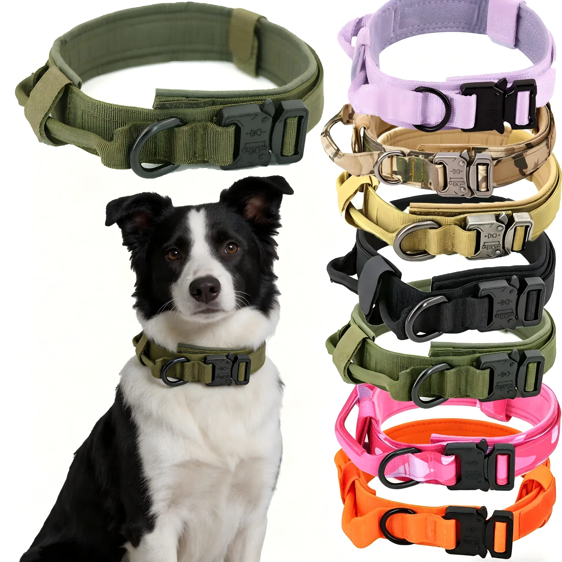 Taktisches Hundehalsband, verstellbar, aus Nylon, mit robuster Metallschnalle, langlebiges Trainingshalsband für mittelgroße und große Hunde