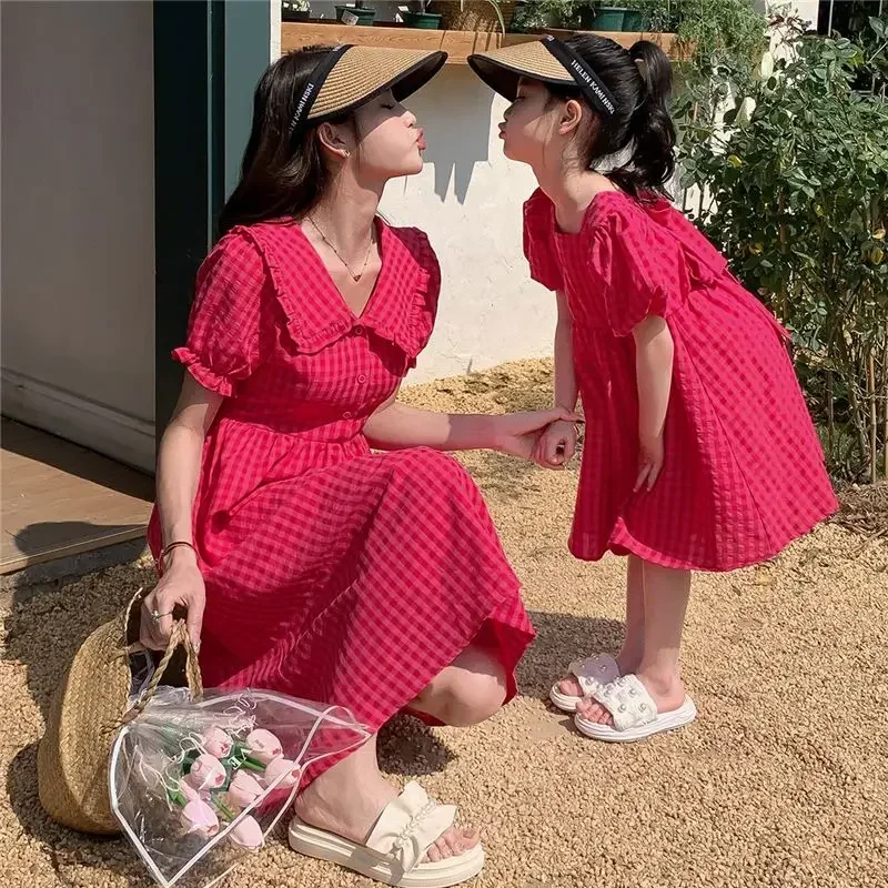 Same Mother and Daughter Dresses Summer 2023 Baby Girl One-piece Dress for Women Fashion Clothing Mom and Me Vacation Clothes