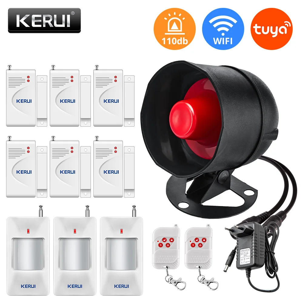 Smart Wifi Security Alarm System Kit with Loud Indoor/Outdoor Siren and Motion Door Sensor