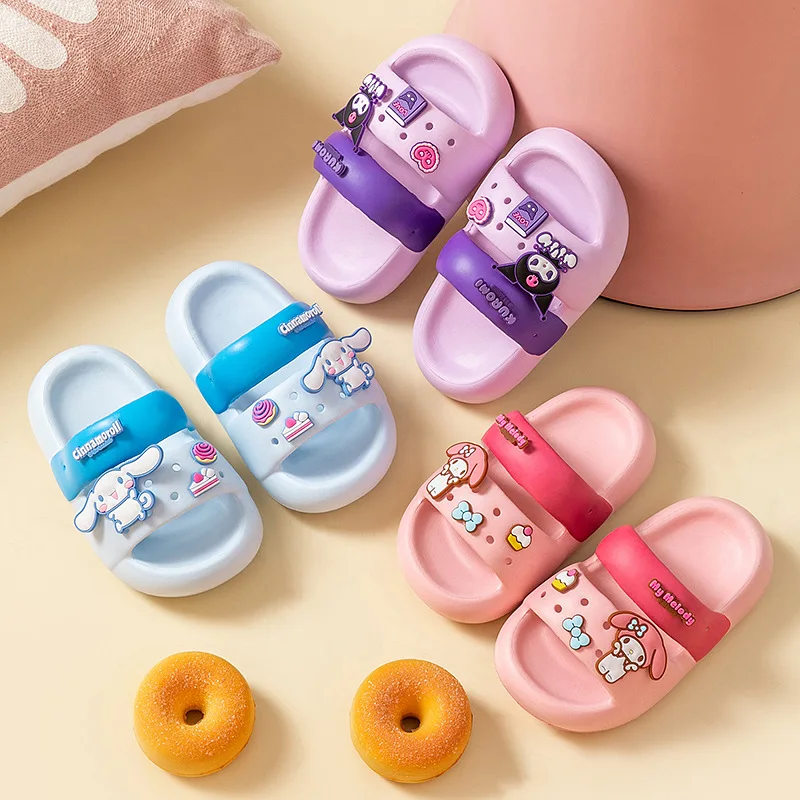 

New Sanrio Summer Child Slippers Hello Kitty Cinnamoroll Kuromi Home Slippers Boys Girl Leisure Anti-slip Comfortable Breathable