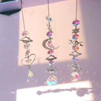 Crystal Wind Chime Moon Sun Catcher Diamond Prisms Pendant Dream Catcher Rainbow Chaser Hanging Drop Home Garden Decor Windchime - Image 3