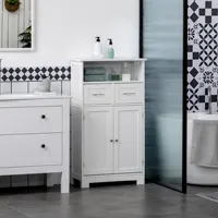Kleankin Bathroom Cabinet Organizer, Freestanding Small Storage Cabinet with Two Drawers and Adjustable Shelf for Living Room 2