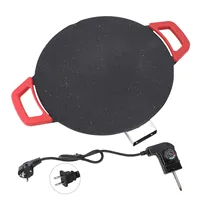 30cm Electric Grill Pan Round BBQ Griddle Concave Design Nonstick Coating Temperature Knob Adjustment Electric Grill Plate 1