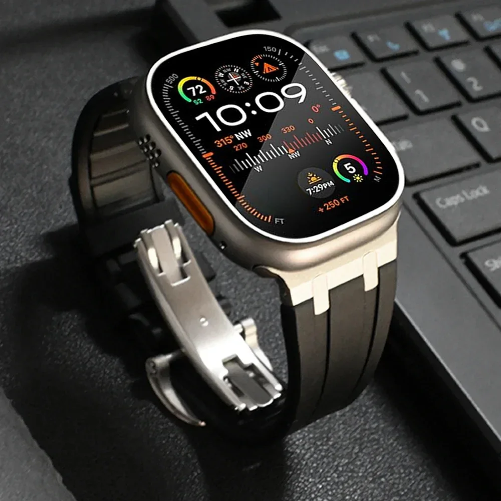 Titanium Color Band for Apple Watch Ultra 49mm series 9 45mm Silicone Watchband for iWatch ultra 2 8 7 se 5 4 6 42 44mm Bracelet