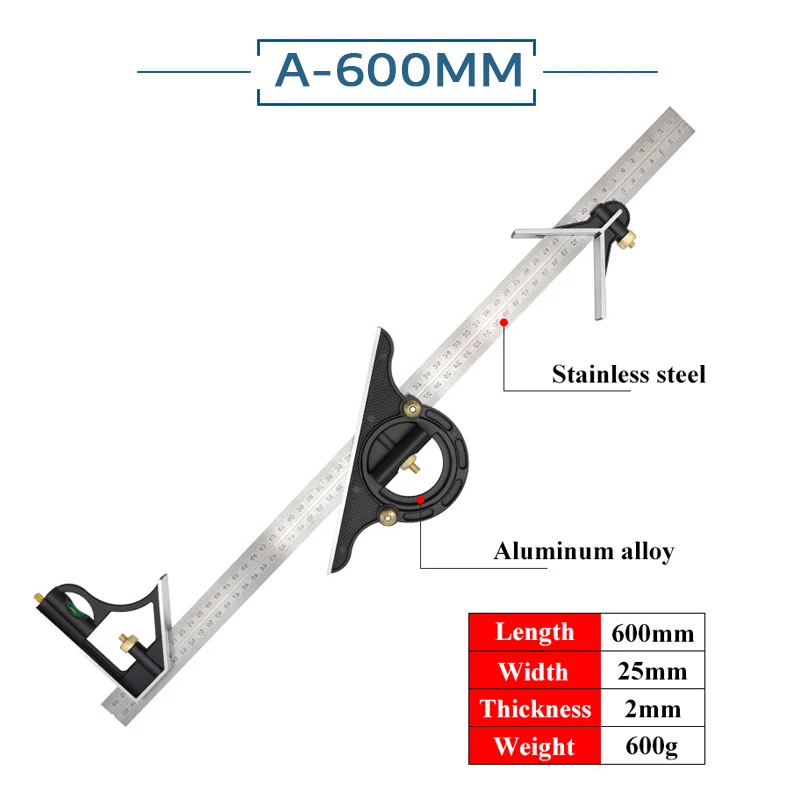 Adjustable Ruler Multi Combination 300mm/600mm Square Angle Ruler Measuring Set Universal Ruler Right Angle Protractor Tools ph measuring device Measurement & Analysis Tools