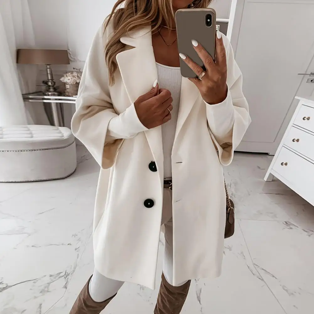 

Excellent Buttons Coat Girl Stylish Nylon Loose Pockets Buttons Long Jacket Coat Pockets