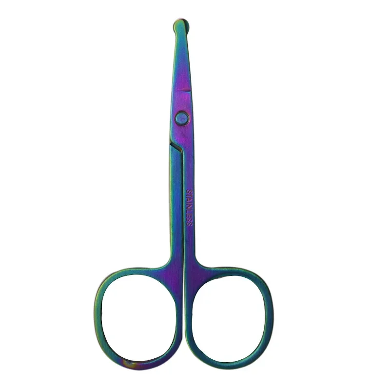 Beauty and Makeup Tools High Quality Eyebrow Trimming Mini Scissors Men's Stainless Steel Round Nose Hair Scissors 5