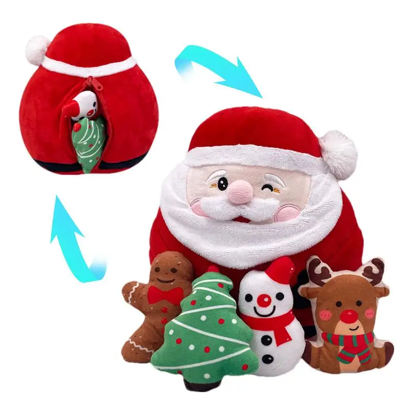

Creative Christmas Plush Toys Set 5-in-1 Santa Throw Pillow Elk Gingerbread Man Snowman Stuffed Animal Toys Xmas Decoration Gift