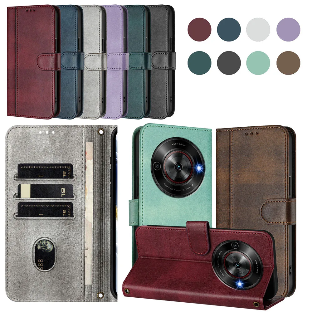 Vintage Leather Flip Phone Wallet Case - Stylish Retro Design, Premium Back Cover