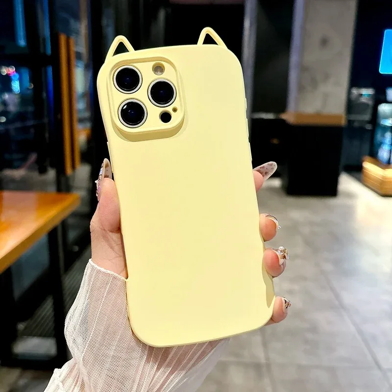 Adorable 3D Ears Clear Phone Case with Cartoon Rilakkuma Pendant TPU Cover