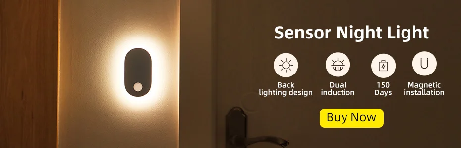 Baseus PIR LED Motion Sensor Light Y-Shape Aisle Light Magnetic Bedside Emergency Night Light Closet Wardrobe Stairs 0.5W USB portable night light