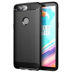 Shockproof Carbon Fiber Soft Silicone Case - Enhanced Silicone Protector for Oneplus 8 (Black)