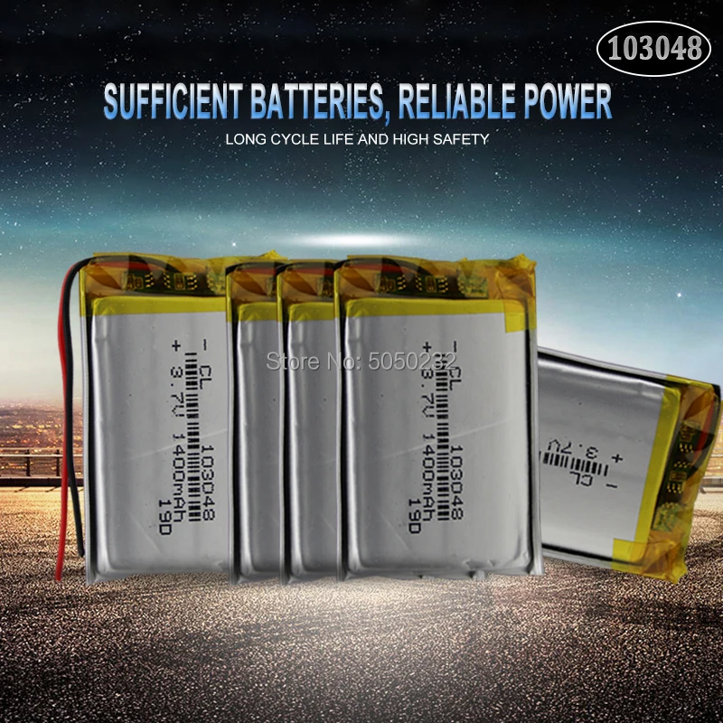 

10pc 3.7V 1400mAh 103048 Lithium Polymer LiPo Rechargeable Battery For Mp3 Mp4 PAD DVD DIY E-book bluetooth