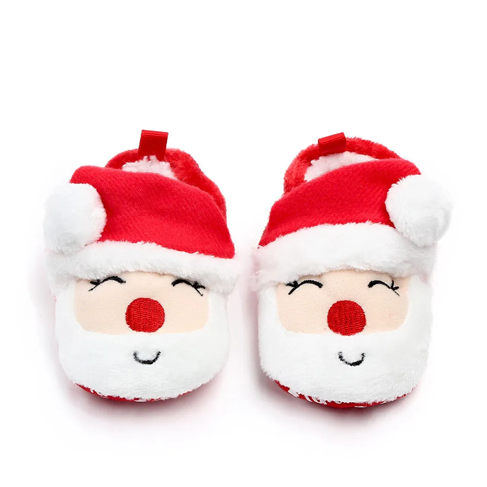 3-12 Months Boy Girl First Walker Toddler Santa Claus Elf Fashion Prewalker Baby Plush Winter Crib Shoes Newborn Christmas Shoes