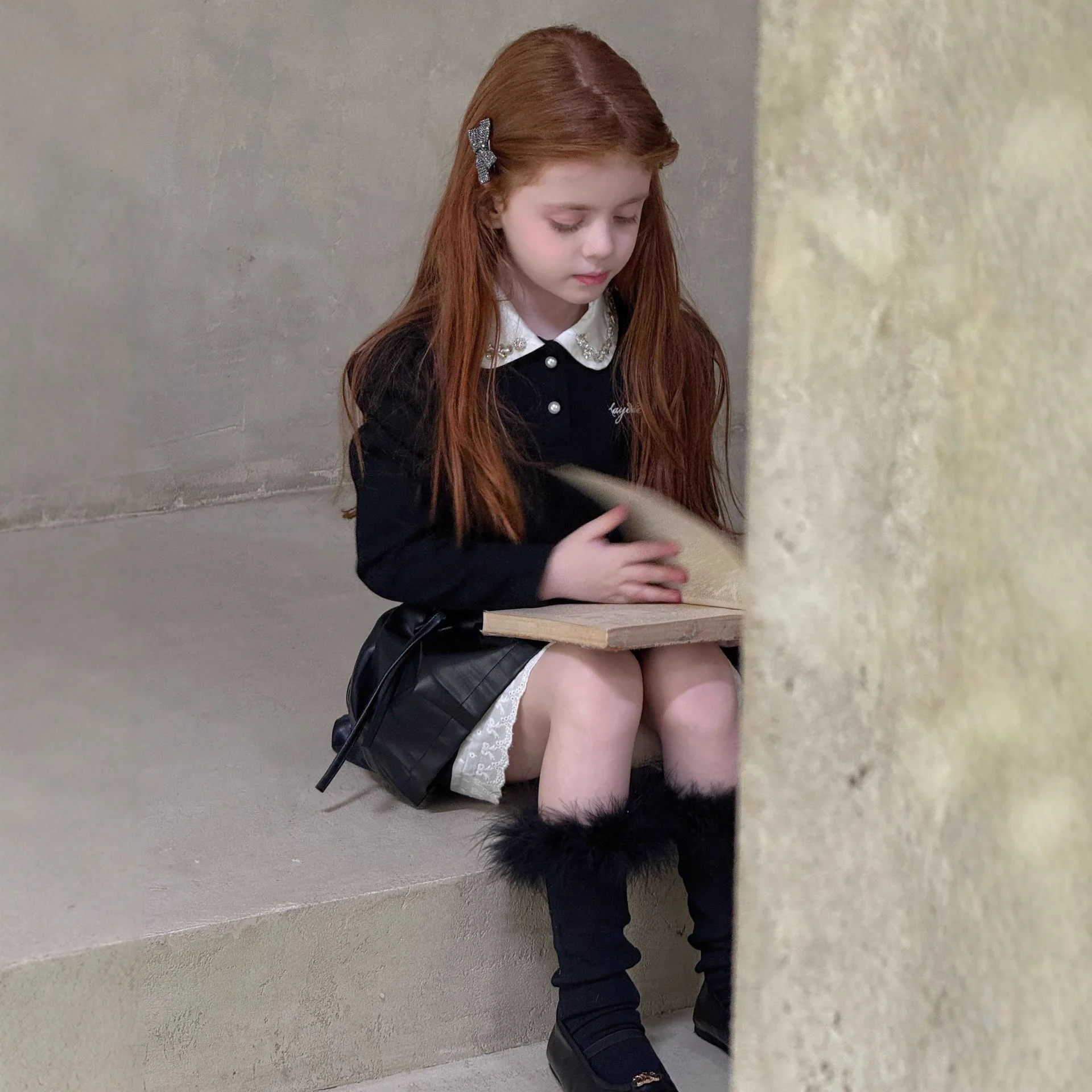 2025 가을 겨울 신상 아동복 한국 소녀 니트 네일드릴 탑 한국 아동 니트 스웨터