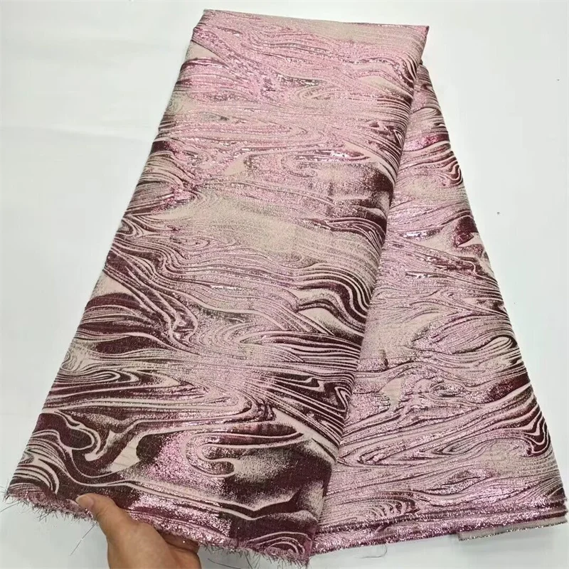 

Высококачественная искусственная ткань, вышивка из органзы, женское платье, жаккардовое платье с жаккардовой отделкой, цвет розовый, 5 ярдов