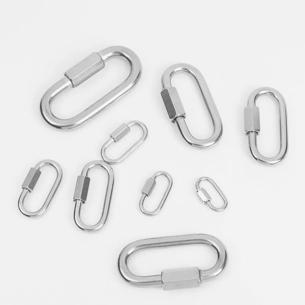 

9 Sizes Quick Links Screw Lock Safety Snap Hook Carabiners Chain Connecting Ring Climbing Gear Carabiner