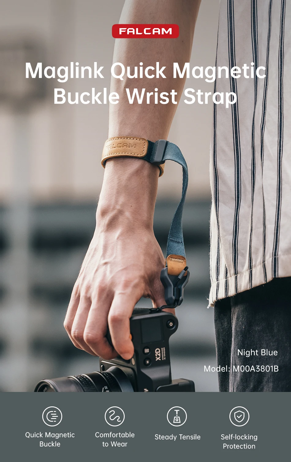 FALCAM M00A3801Maglink Quick Magnetic Buckle Wrist Strap Stable Fashional Wrist