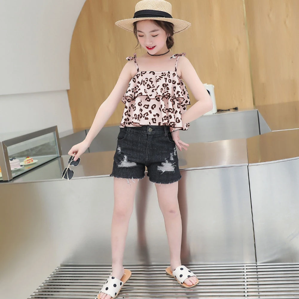 Menoea 女の子の服のセット 4 13歳の女の子のファッション ヒョウ柄のtシャツとショーツ 2ピースのスーツ 10代の女の子の衣装 服セット Aliexpress