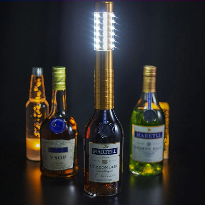 Gold silver rechargeable Led champagne crown light stick metal strobe baton bottle topper sparklers for party celebration decor