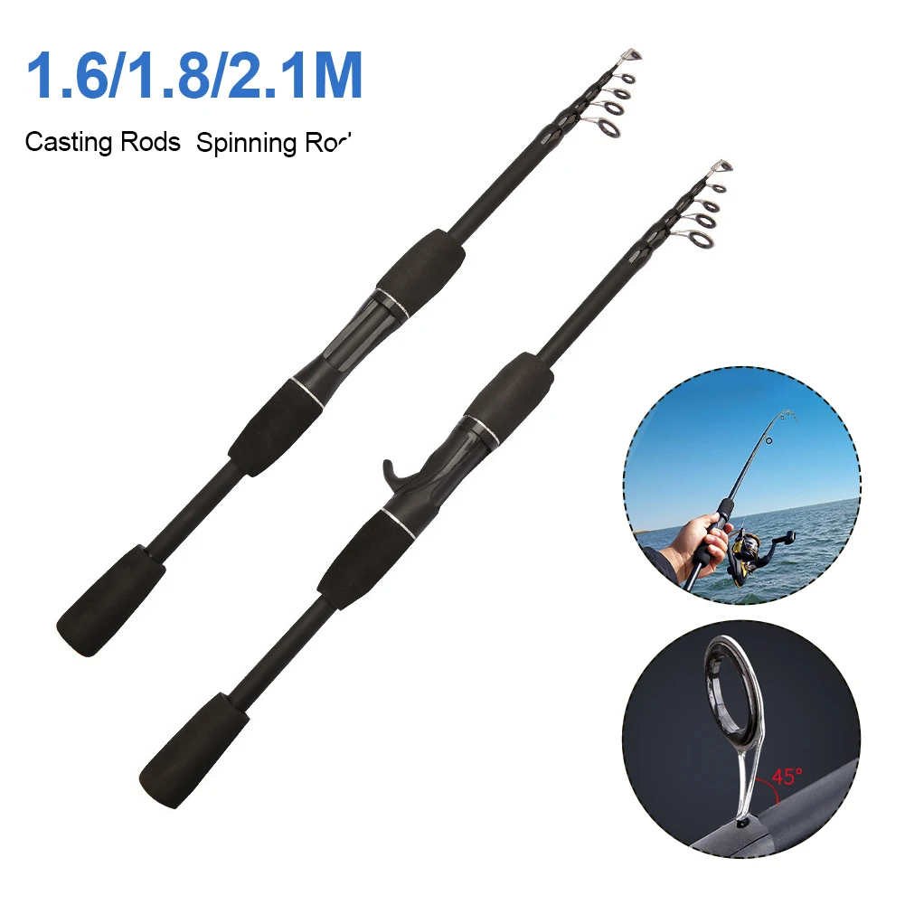 Telescopic Portable Rod ML Tone Rod Straight Curved Handle Flexible Anti slip Fishing Pole Comfortable Carbon