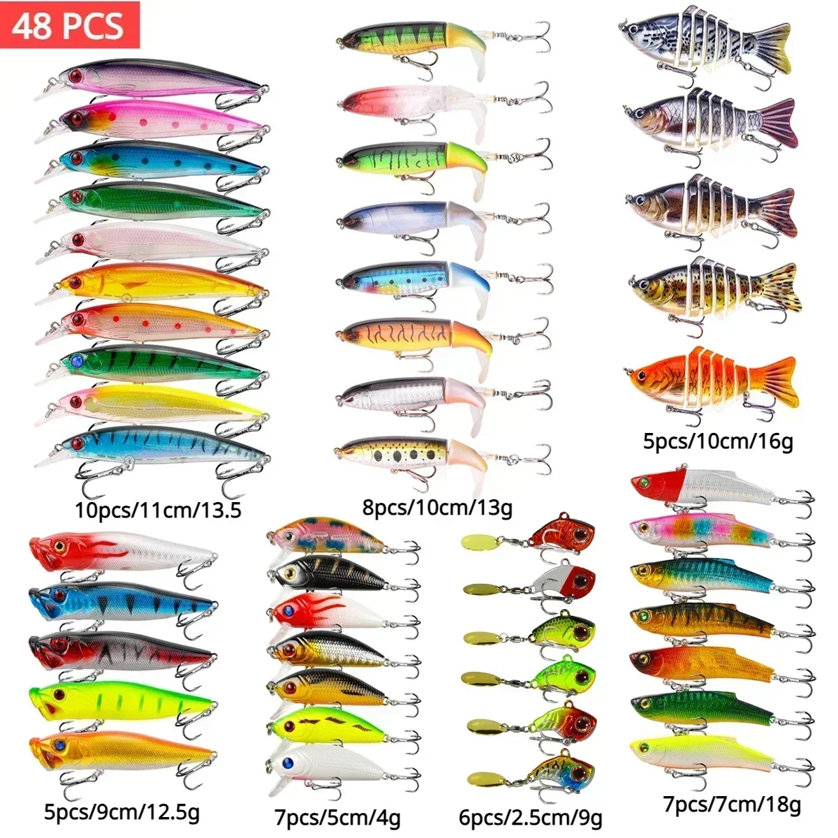 Fishing Lure Mix Kit Minnow Hard Bait Wobblers Artificial Bionic Crankbait Pencil