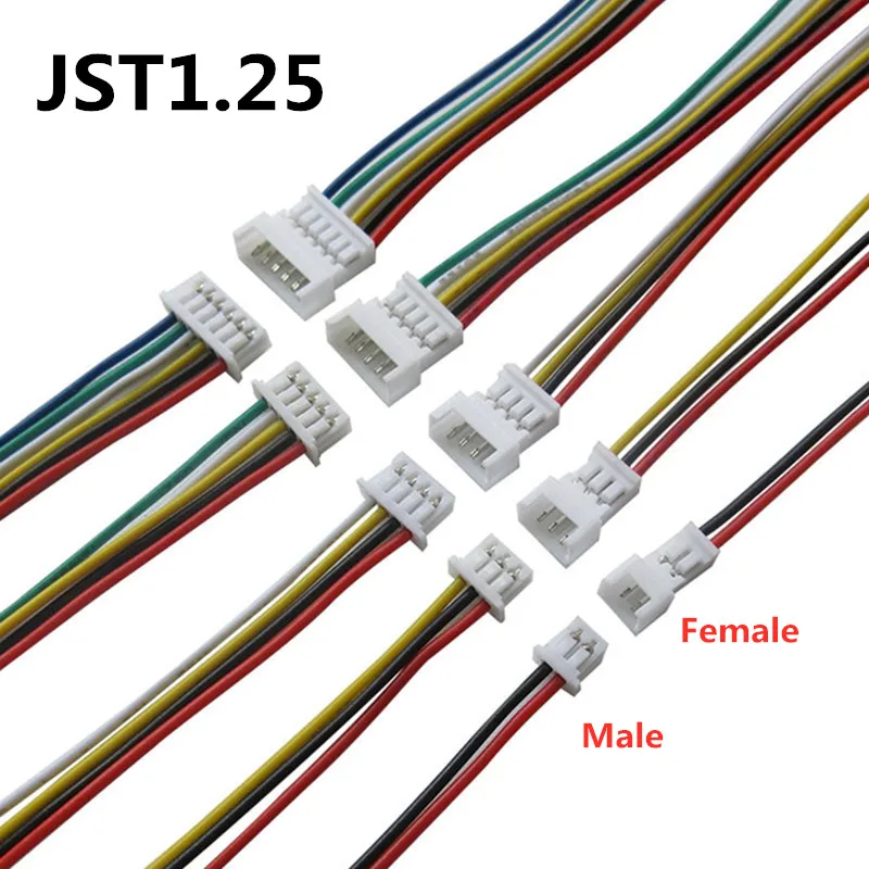 5Pair 2P 3 4Pin JST1.25mm PH 2.0mm XH 2.54mm SM2.5 JST Male Plug Female Jack Socket DIY Electrical Wire Terminal Cable Connector