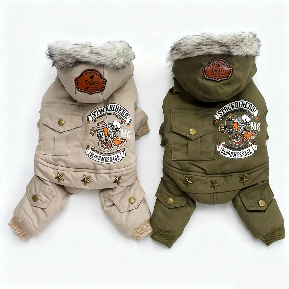 Warm Hooded Dog Jacket Jumpsuit 1