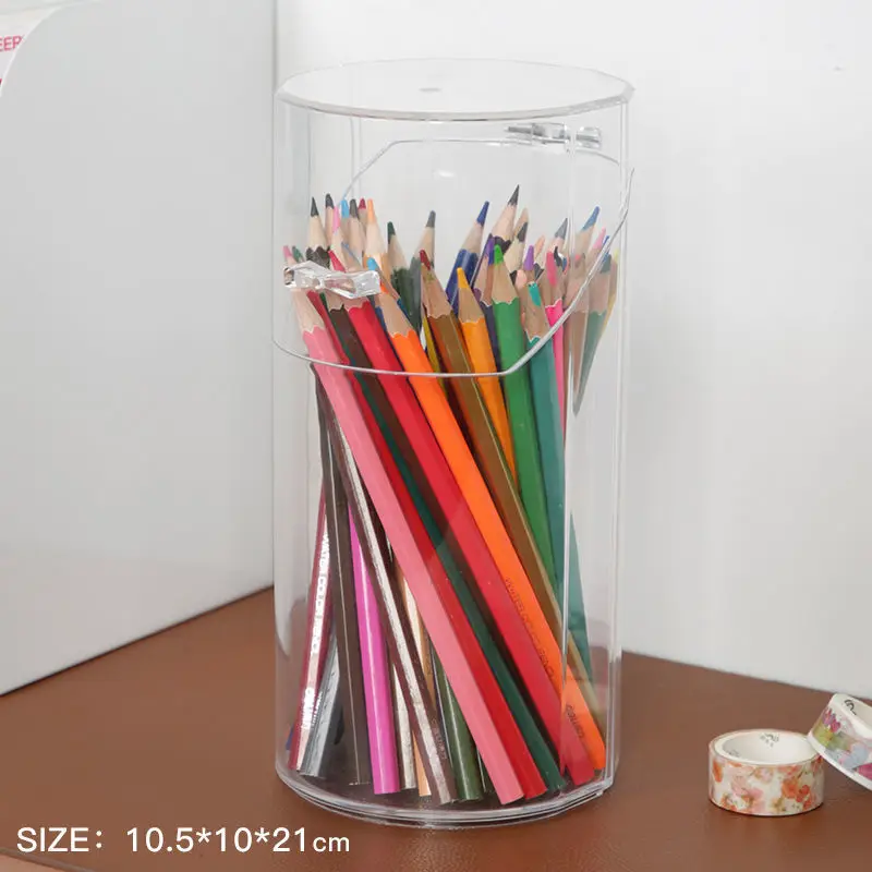 Desktop Organiser Home Office Storage Box Acrylic Transparent Multifunction Pen Holder Stationery Storage Waterproof Dustproof
