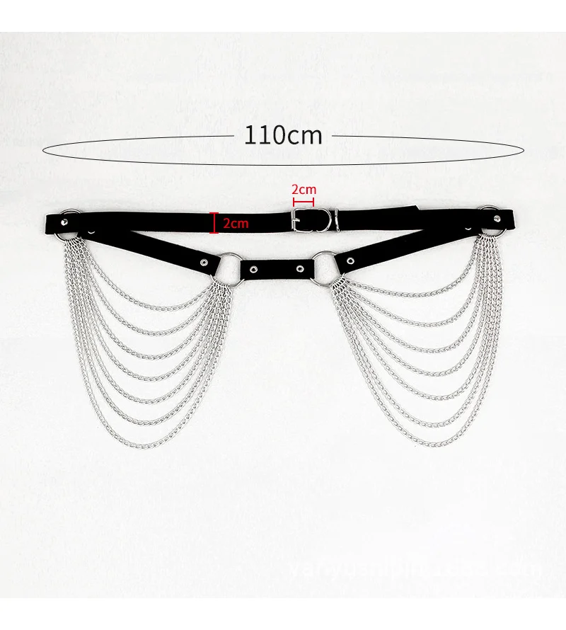 New Layered Leather Belt With Chains Body Harness Sexy Waist Goth Accessories Strap Adjustable Festival Girls Belts 110cm