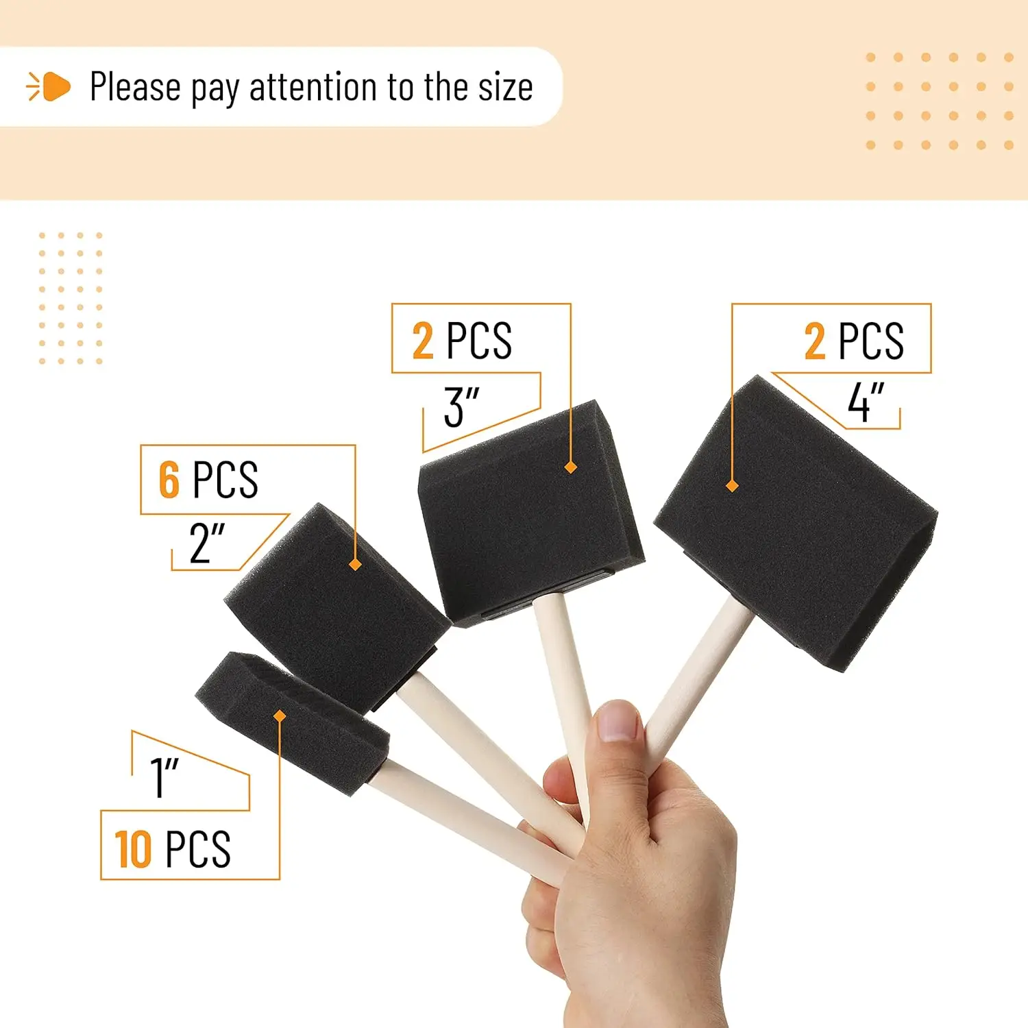 20Pcs Foam Paint Brushes, 1”, 2”, 3" 4”, Sponge Brushes, Sponge Paint Brush, Foam Brushes for Painting, Staining, Paint Sponges 2