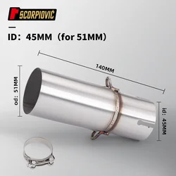 Universal Intermediate Motorcycle Link Pipe, Modified Muffler, Adjustable Diameters (45MM - 51MM)
