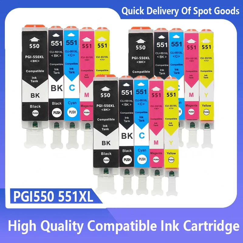 

Compatible For Canon PGI550 XL CLI 551 PGI 550 Ink Cartridge for Pixma iP7250 iX6850 MG5550 MG5650 MG6450 MG6650 MX725 MX925