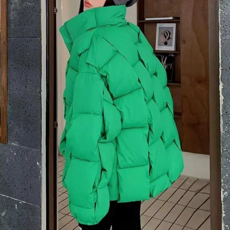 

Женская зимняя куртка в клетку, однотонная теплая плотная куртка в клетку, зима 2023