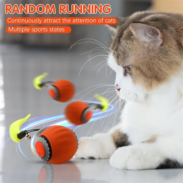 Smart Cat Toys Balls Automatic Interactive Pet Electric Rolling Teaser USB Rechargeable Kitty Moving Bouncing ball Cats Products 3